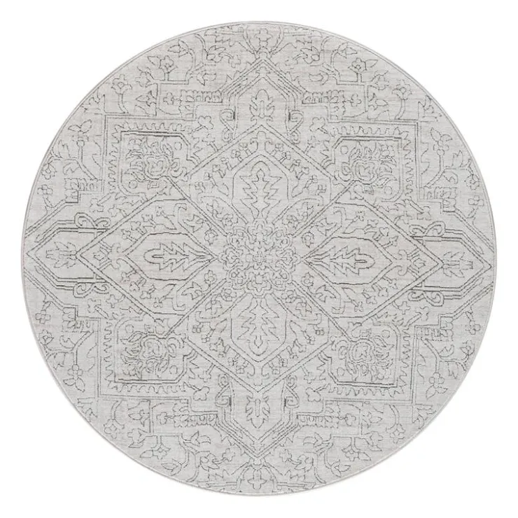 Round Indoor Rug - 5x5 Grey/Beige Outlet