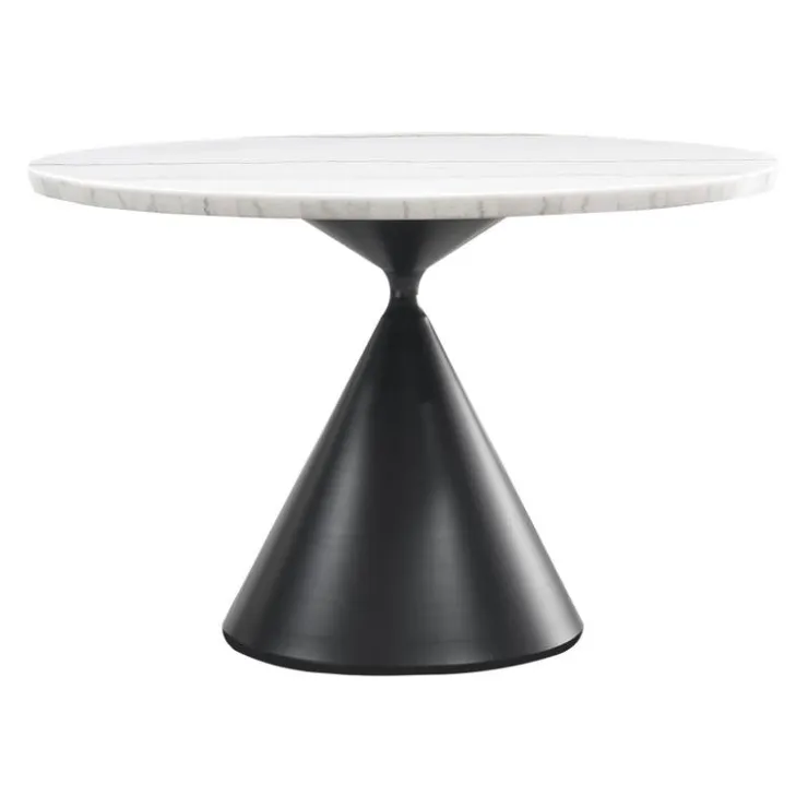 Round Marble Dining Table - 48" marble, black base Outlet
