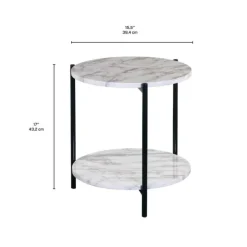 Round Marble-Like Accent Table WHITE/BLACK Online