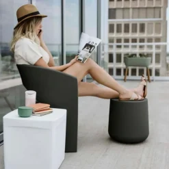 Meubles South Shore Round outdoor side table Dark Gray Outlet