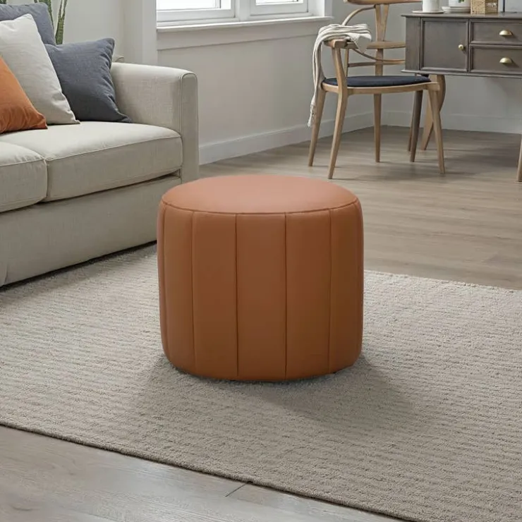 Round Pouf - TAN Sale