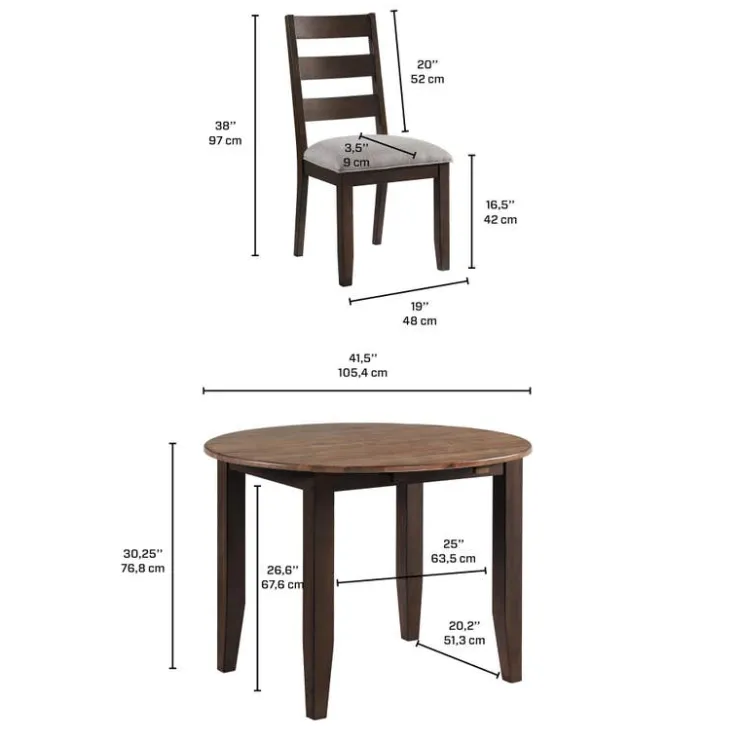Round table with 2 chairs Brown Sale