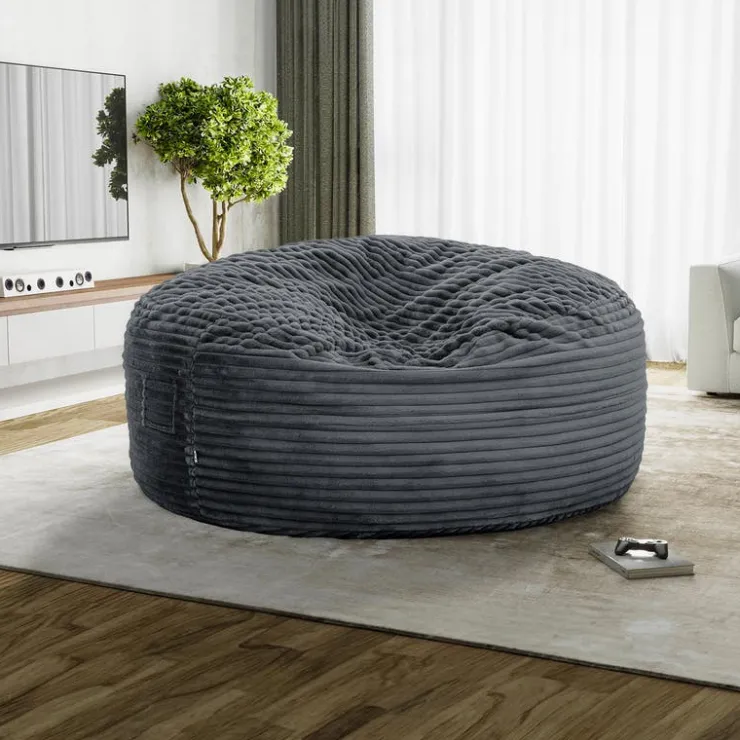 Sealy Corduroy Velvet Bean Bag - Grey Charcoal Outlet