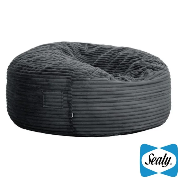 Sealy Corduroy Velvet Bean Bag - Grey Charcoal Outlet