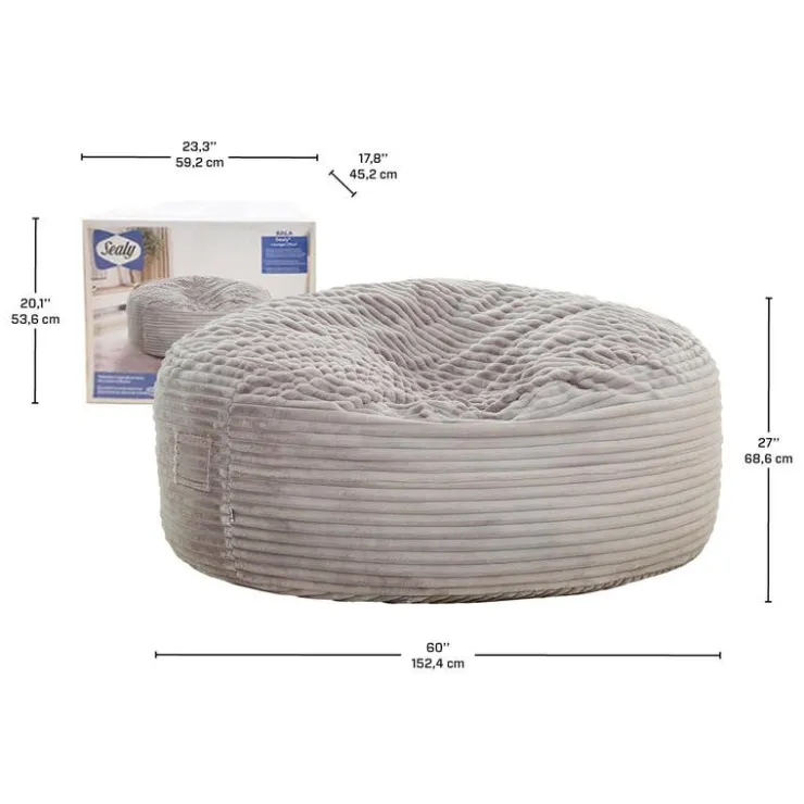 Sealy Corduroy Velvet Bean Bag - Grey Best