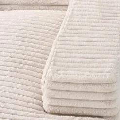 Sealy Corduroy Velvet Chaise - Cream Beige Best