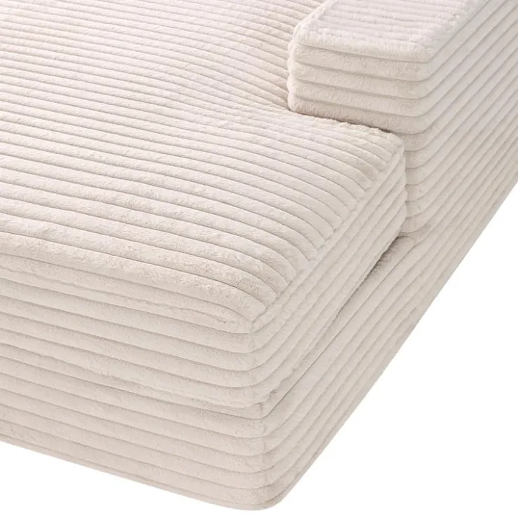 Sealy Corduroy Velvet Chaise - Cream Beige Best