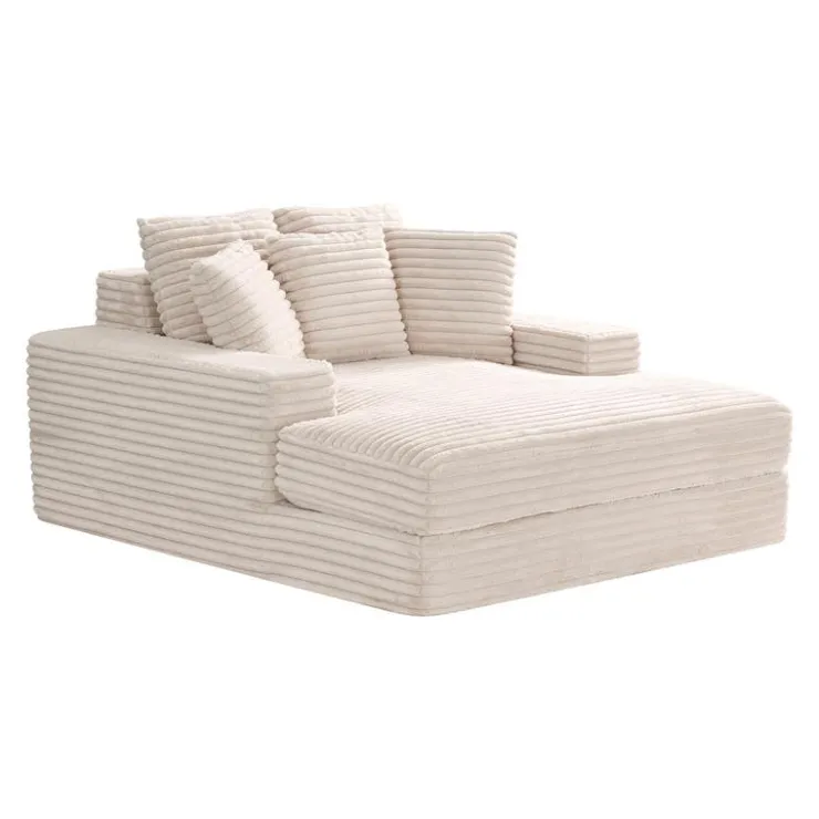 Sealy Corduroy Velvet Chaise - Cream Beige Best