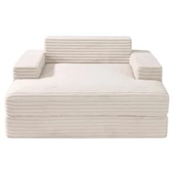 Sealy Corduroy Velvet Chaise - Cream Beige Best