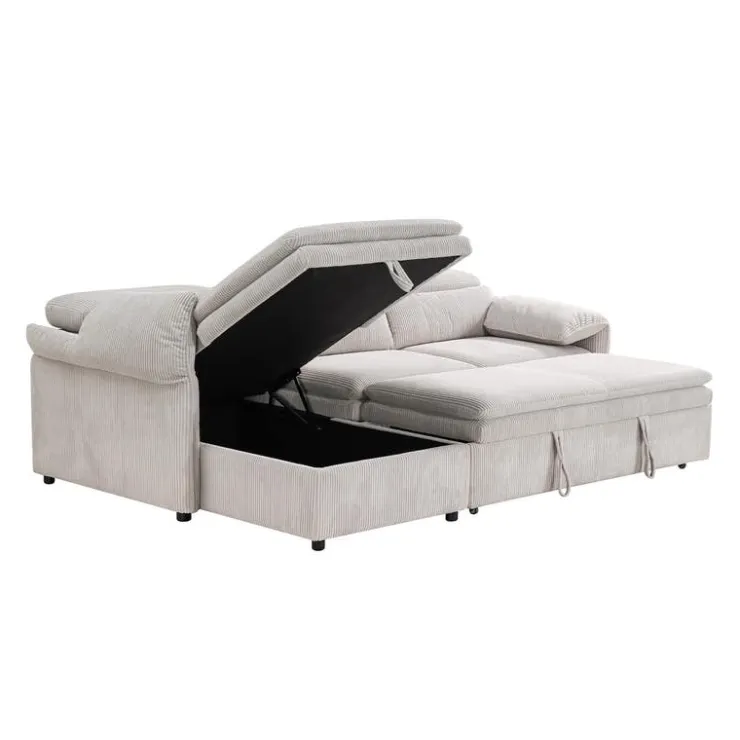 Sectional Bed and a Left-Side Chaise with Storage - Beige Sale