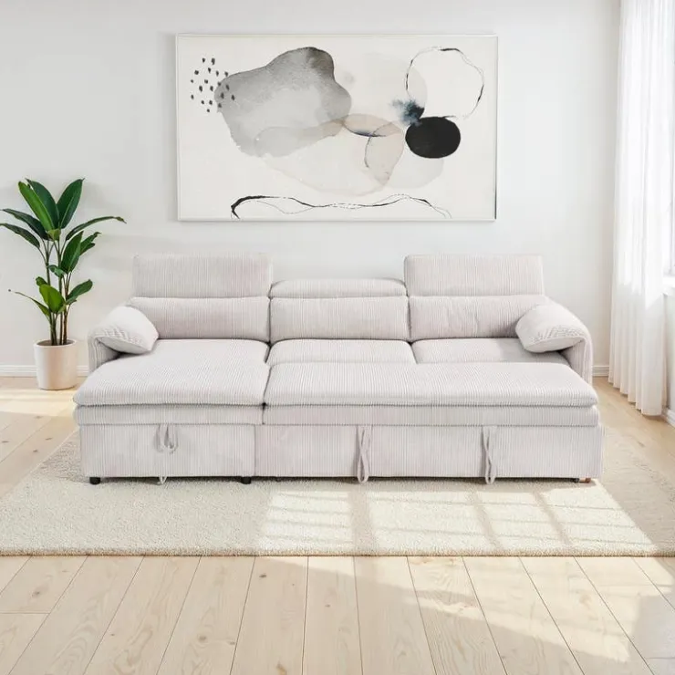 Sectional Bed and a Left-Side Chaise with Storage - Beige Sale