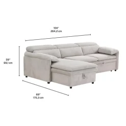 Sectional Bed and a Left-Side Chaise with Storage - Beige Sale