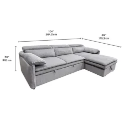 Sectional Bed and a Right-Side Chaise with Storage - Grey Discount