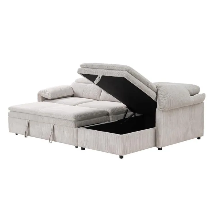 Sectional Bed and a Right-Side Chaise with Storage - Beige Clearance