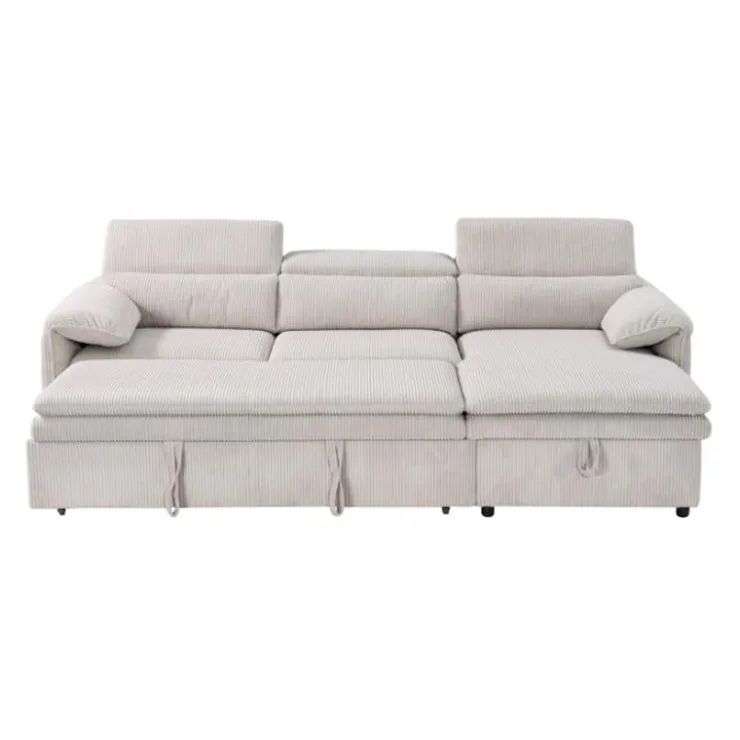 Sectional Bed and a Right-Side Chaise with Storage - Beige Clearance