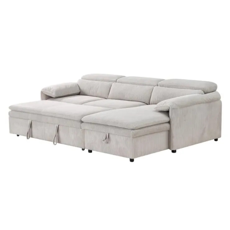 Sectional Bed and a Right-Side Chaise with Storage - Beige Clearance