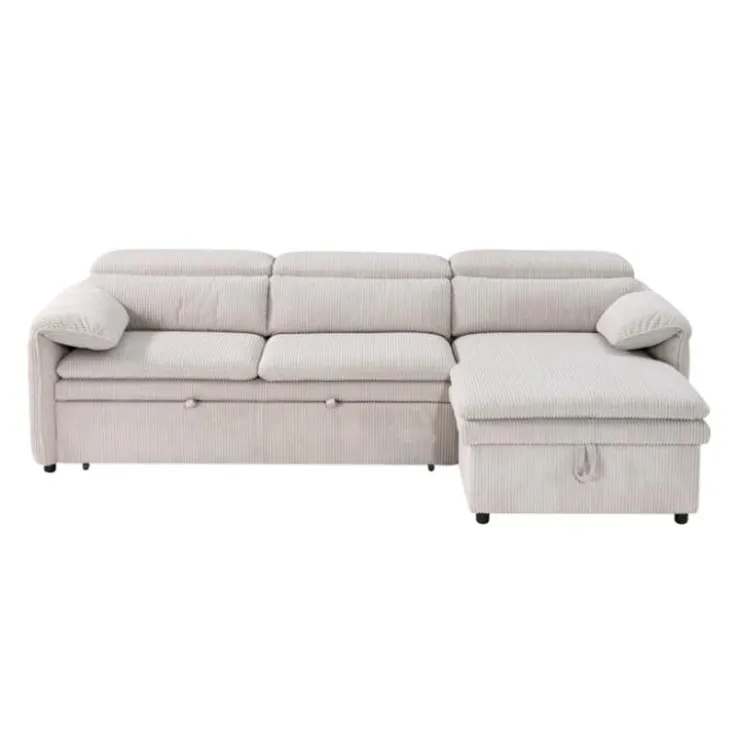 Sectional Bed and a Right-Side Chaise with Storage - Beige Clearance