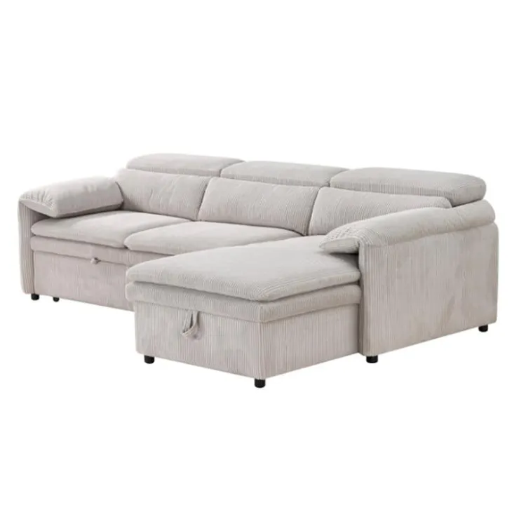 Sectional Bed and a Right-Side Chaise with Storage - Beige Clearance