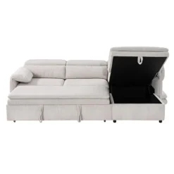 Sectional Bed and a Right-Side Chaise with Storage - Beige Clearance