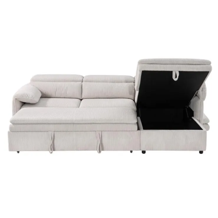Sectional Bed and a Right-Side Chaise with Storage - Beige Clearance
