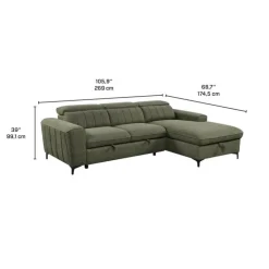 Sectional Bed with Chaise and Storage Green Sale