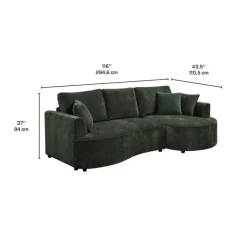Sectional Bed with Chaise and Storage Green New