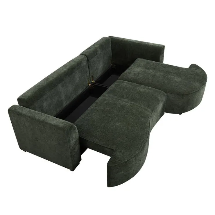 Sectional Bed with Chaise and Storage Green New