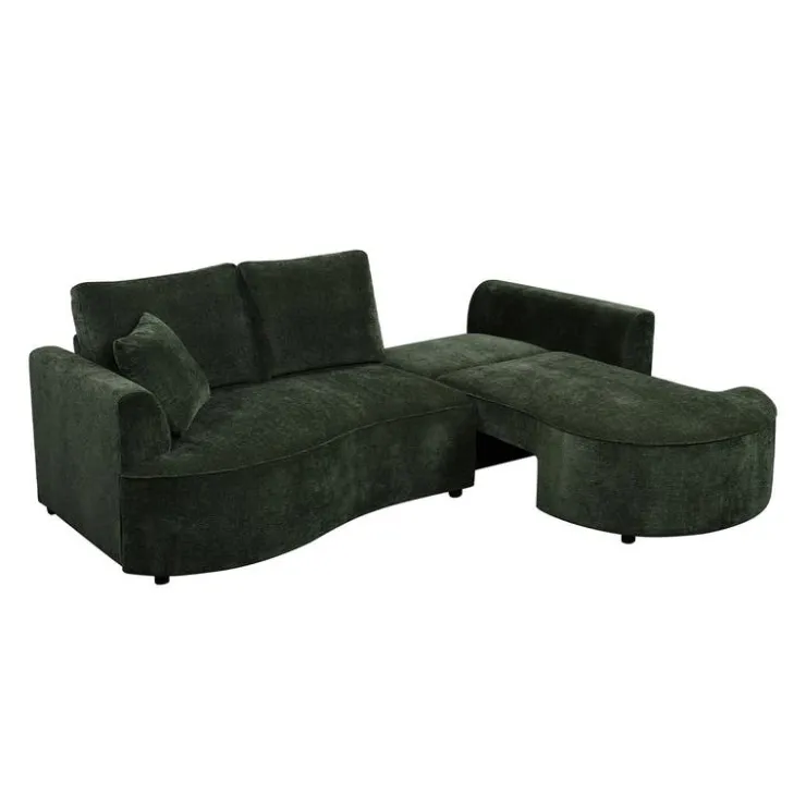 Sectional Bed with Chaise and Storage Green New