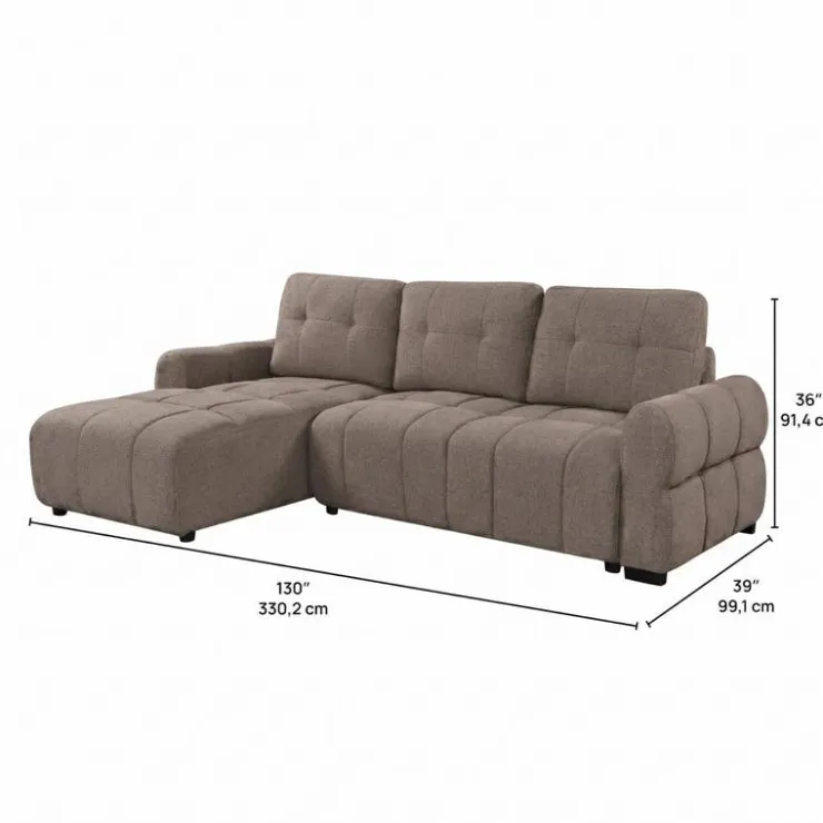 Sectional Bed with Left-Facing Chaise and Storage - Grey Outlet