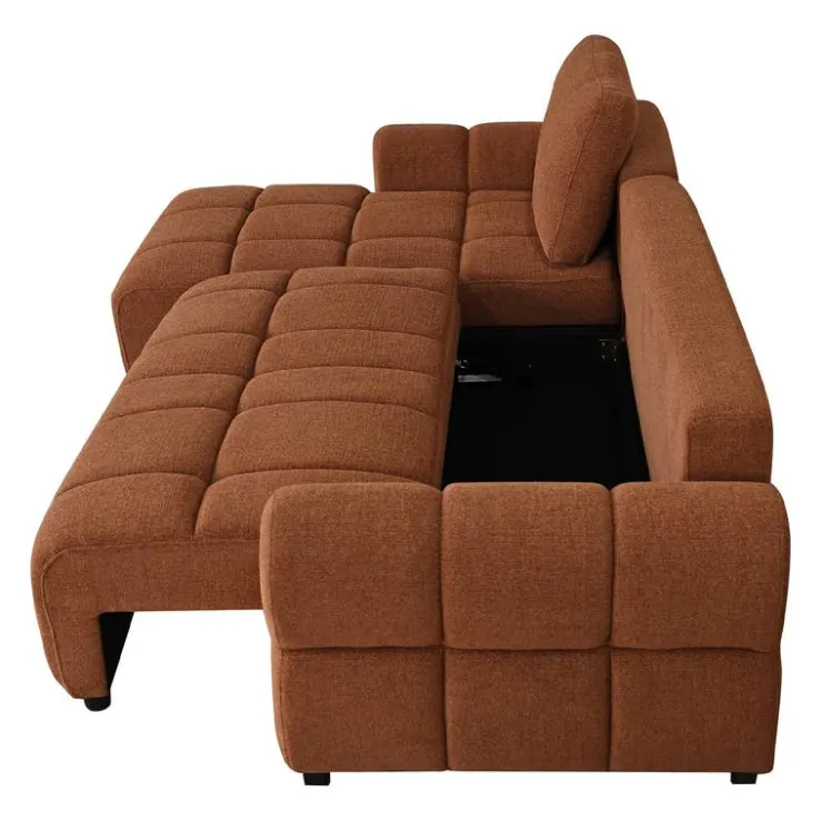 Sectional Bed with Left-Facing Chaise and Storage - Terracotta Rust Hot