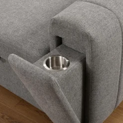 Sectional Bed with Left-Side Chaise, Adjustable Headrests, and Storage Grey Clearance