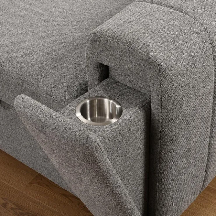 Sectional Bed with Left-Side Chaise, Adjustable Headrests, and Storage Grey Clearance