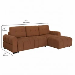 Sectional Bed with Right-Facing Chaise and Storage - Terracotta Rust Outlet