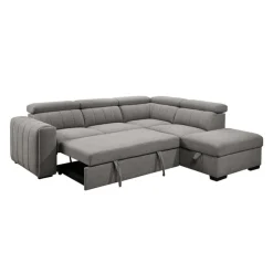 Sectional Bed with Right-Side Chaise, Adjustable Headrests, and Storage Grey Sale