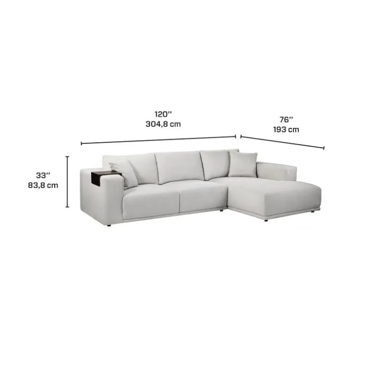 Sectional with Chaise and Built-In Audio Sound System White Best