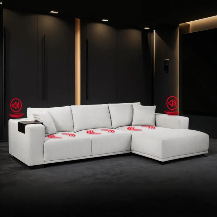 Sectional with Chaise and Built-In Audio Sound System White Best