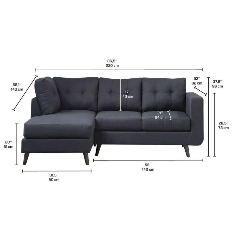 Sectional with Left-Side Chaise Black