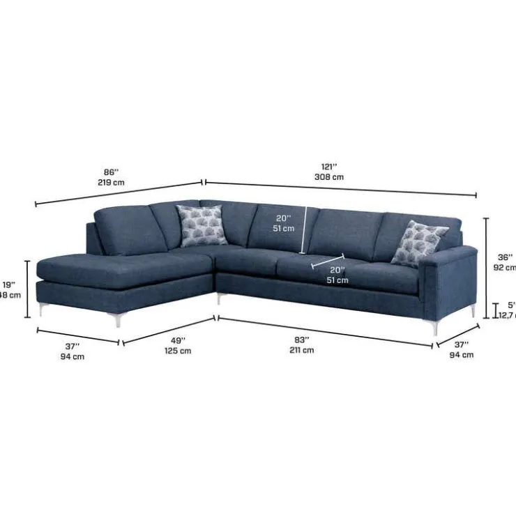 Sofa By Fancy Sectional with Left-Side Chaise Blue Sale