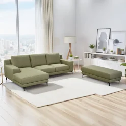 Sectional with Left-Side Chaise and Ottoman - GREEN New