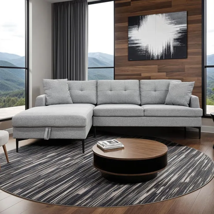 Sectional with Left-Side Chaise and Storage Grey New