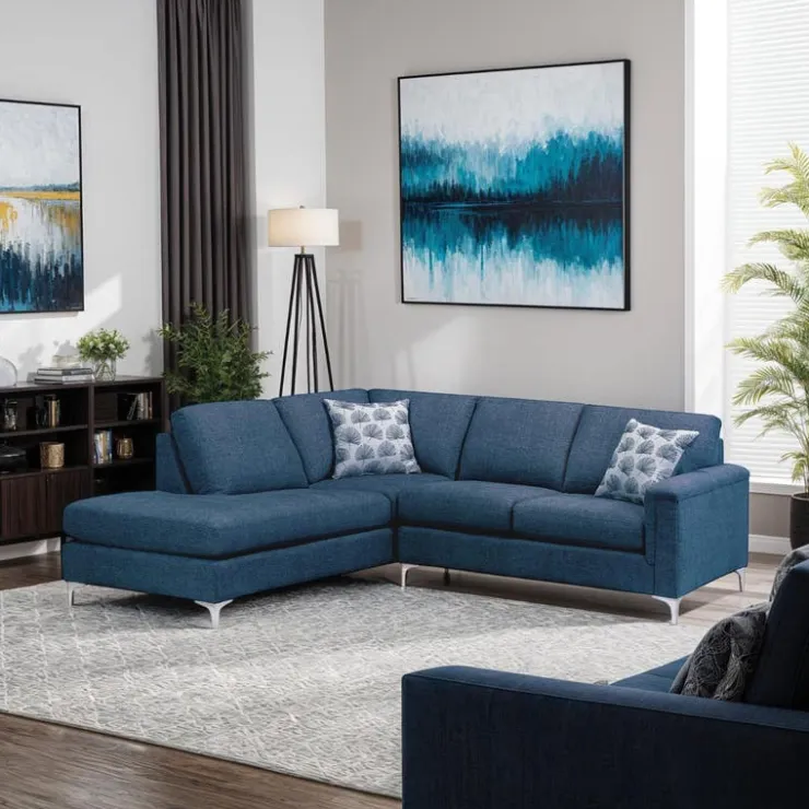 Sofa By Fancy Sectional with Left-Side Chaise Blue Discount