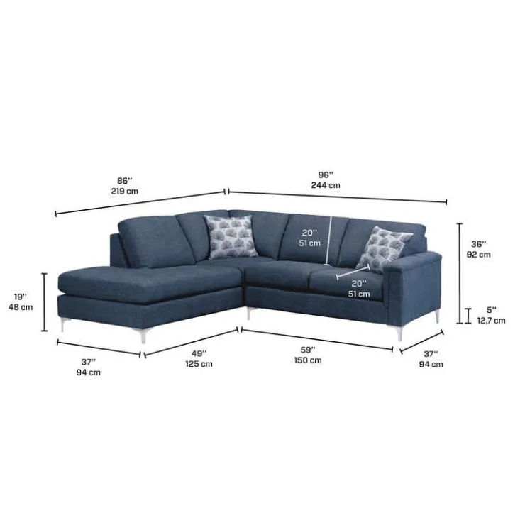 Sofa By Fancy Sectional with Left-Side Chaise Blue Discount