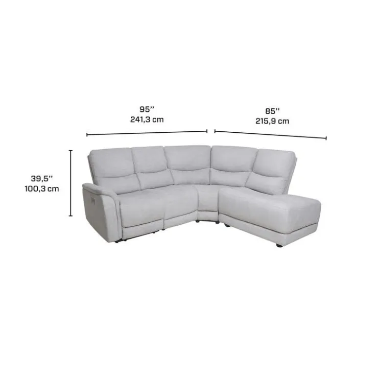 Sectional with Power Recliner - Grey New