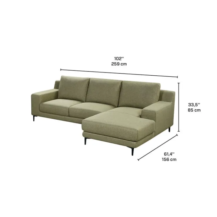 Sectional with Right-Side Chaise and Ottoman - GREEN Hot