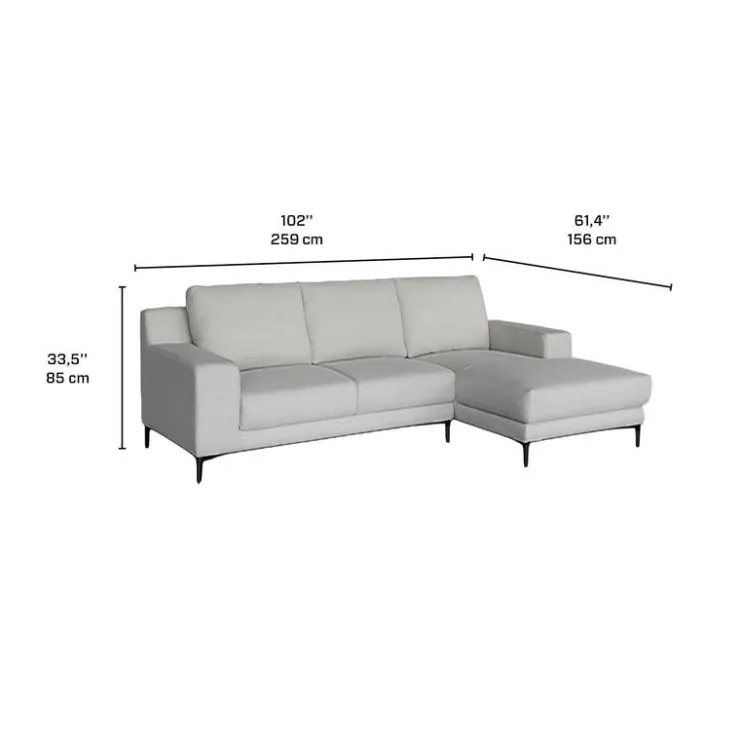 Sectional with Right-Side Chaise and Ottoman - BEIGE Clearance