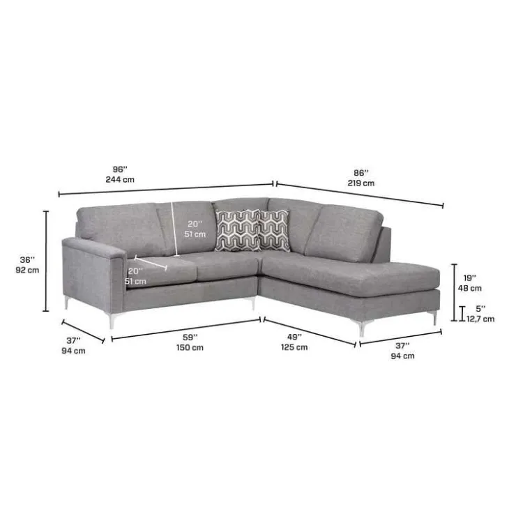 Sofa By Fancy Sectional with Right-Side Chaise Grey Clearance