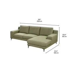 Sectional with Right-Side Chaise - GREEN Discount