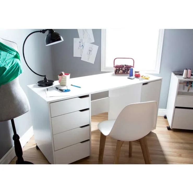 Meubles South Shore Sewing Craft Table On Wheels - South Shore White New