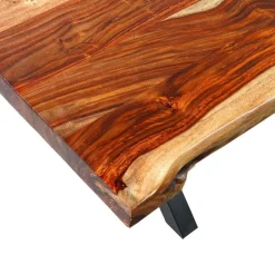 Sheesham Wood Dining Table - 120" x 40" SHEESHAM & BLACK METAL BASE