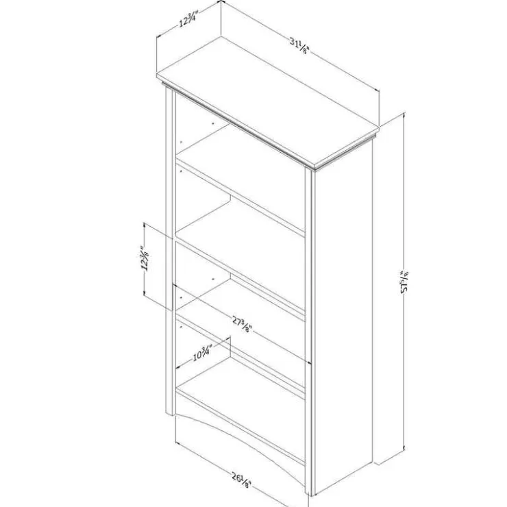 Meubles South Shore 4-Shelf Bookcase - South Shore Gray New